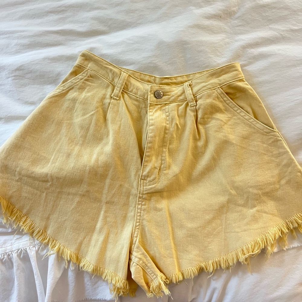 Yellow Denim Shorts
